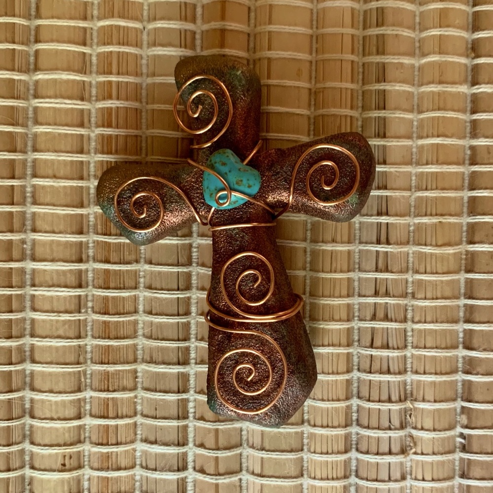 Raku pottery art J Diller:  cross